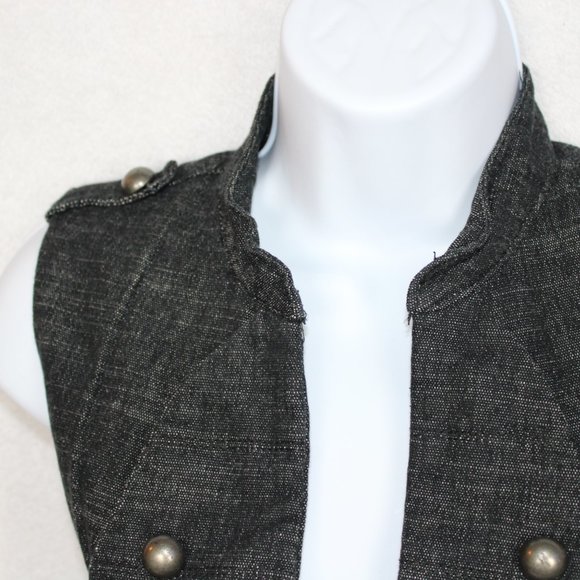 Forever 21 Women's Vest Cropped Zipper Denim Black Large - Picture 3 of 9